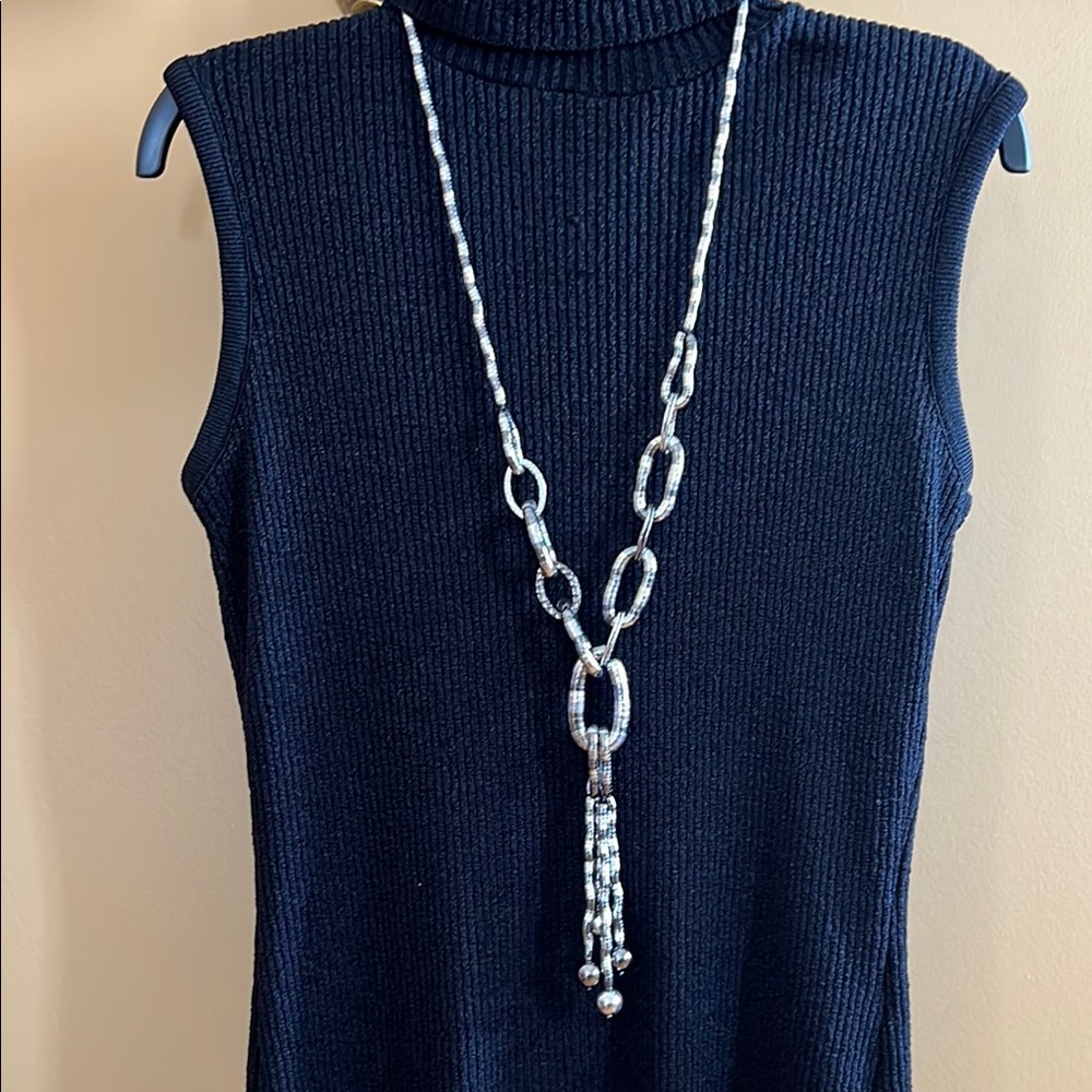 Chico’s Gun Metal & Silver Long Necklace